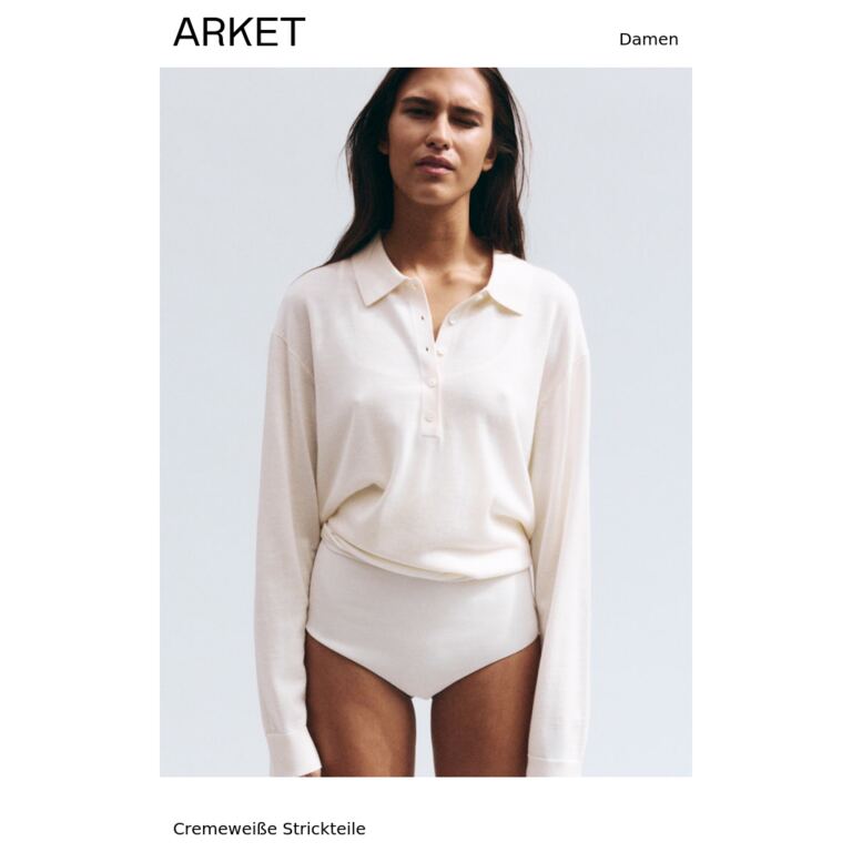 Cremeweiße Strickteile - newsletter screenshot