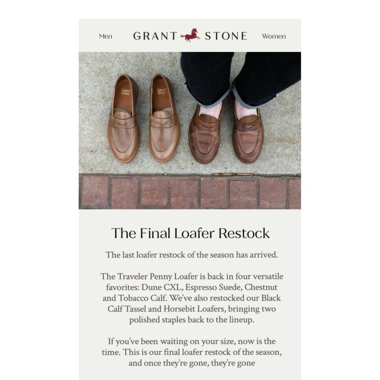 The Final Loafer Restock of the Season - newsletter screenshot