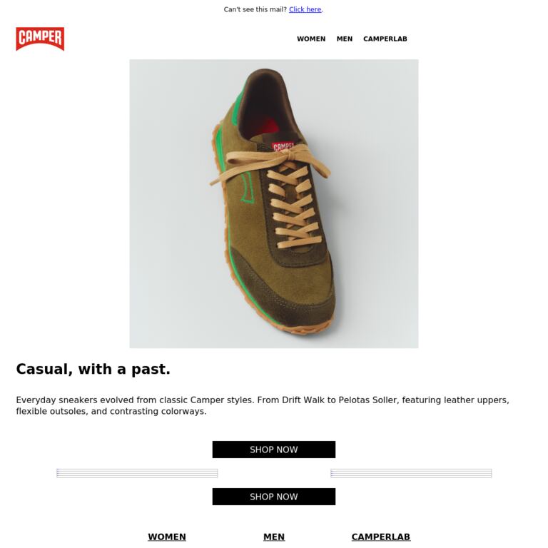 The New Casual Sneakers - newsletter screenshot