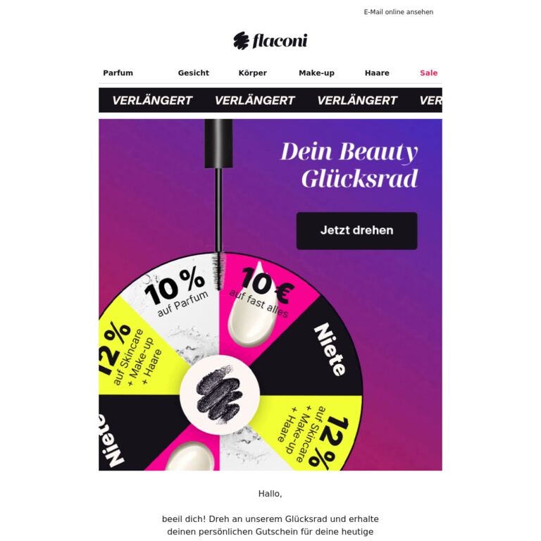 ⏰ Letzte Chance: Das Glücksrad dreht sich noch heute - newsletter screenshot