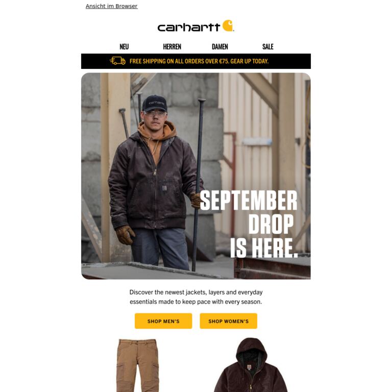 New season arrivals first looks! - newsletter screenshot