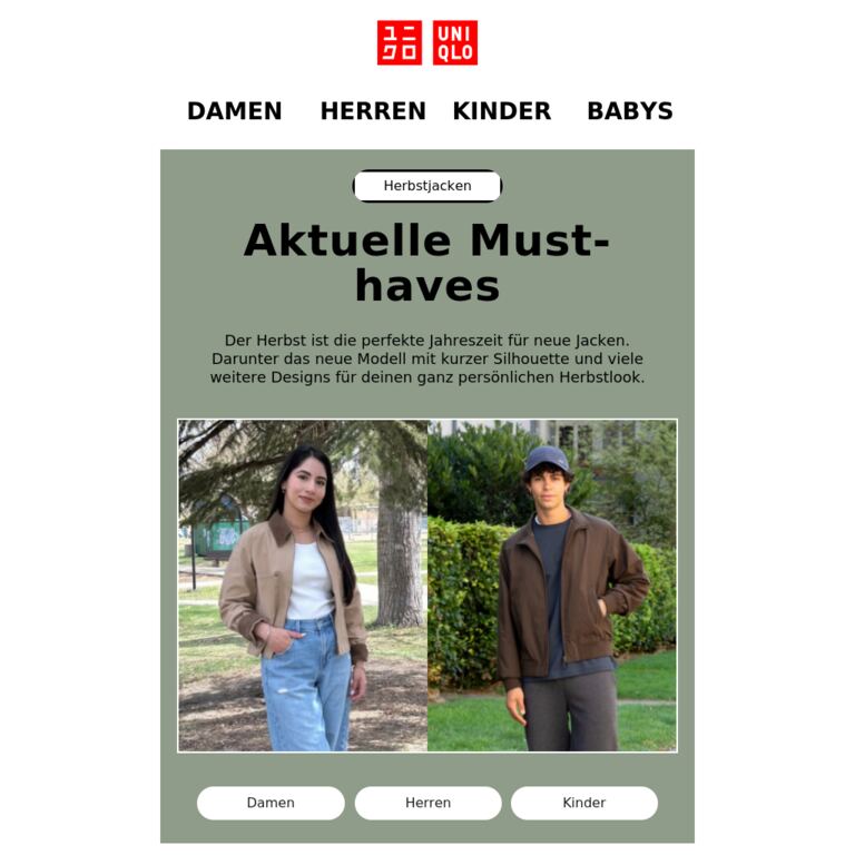 Essentials für den Herbst - newsletter screenshot