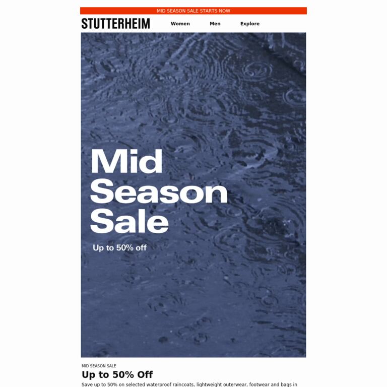 Mid Season Sale: Up to 50% Off - newsletter screenshot