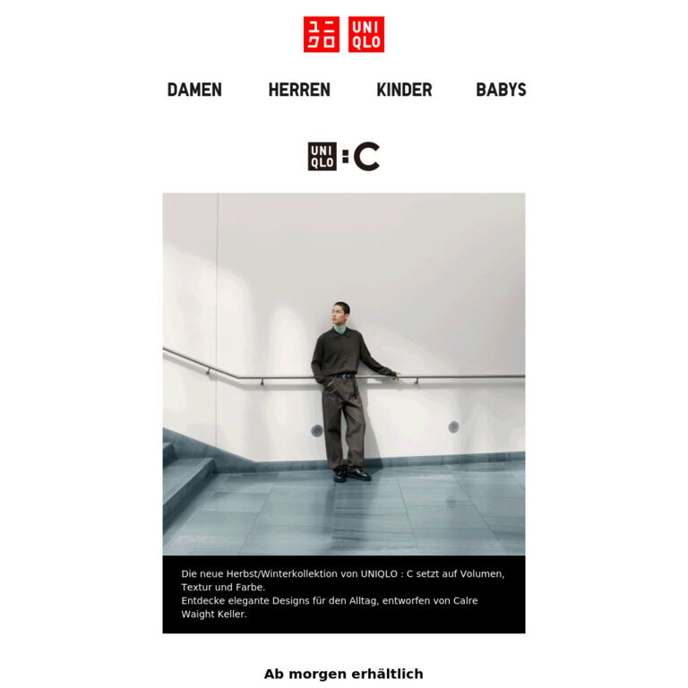 UNIQLO : C | Ab morgen - newsletter screenshot
