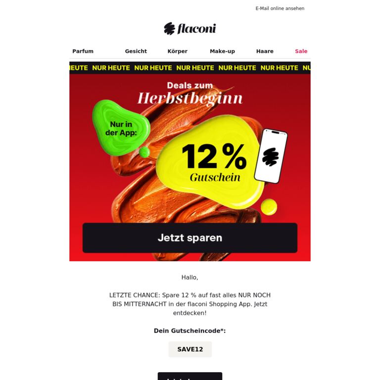 ⌛ LETZTE CHANCE: 12 % App-Gutschein - newsletter screenshot