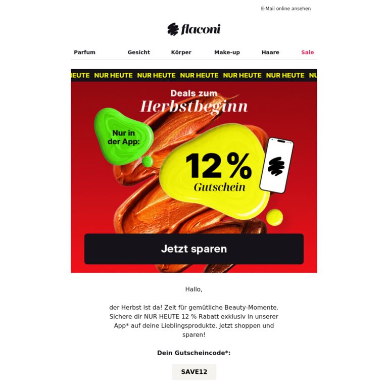Hallo Herbst: 12 %-Gutschein 🍂 - newsletter screenshot