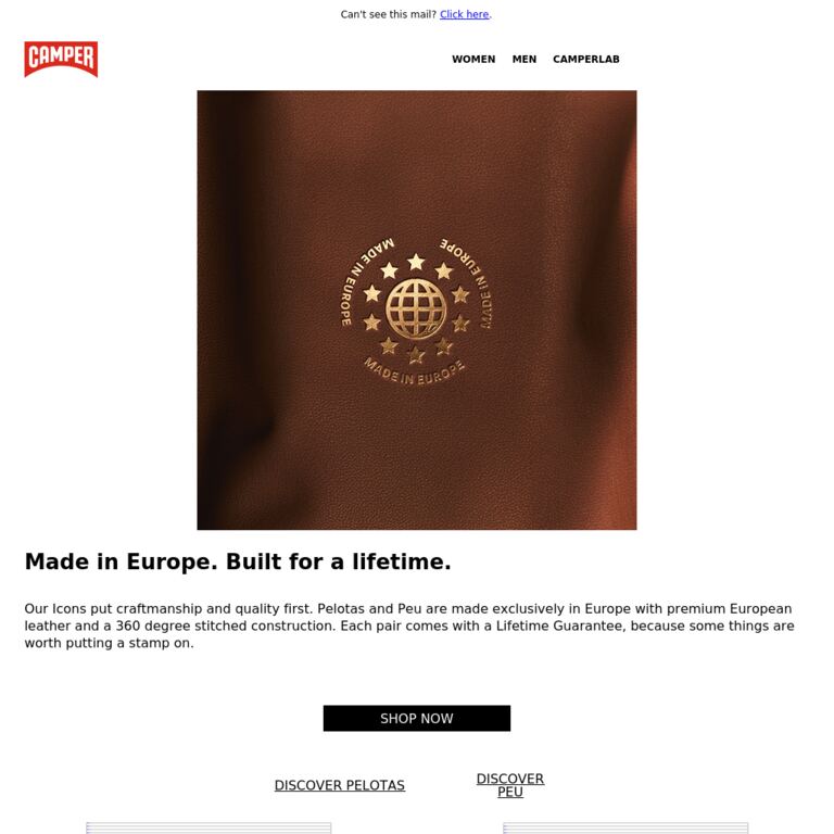 Pelotas & Peu: Made in Europe - newsletter screenshot