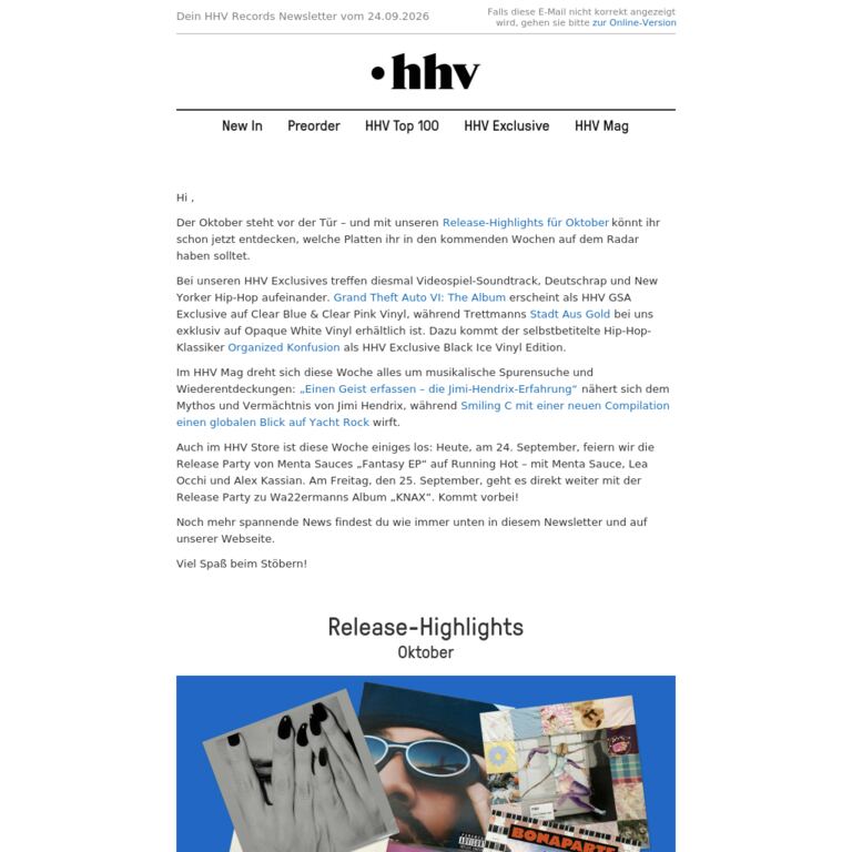 GTA VI | Trettmann | Release Highlights Oktober | Organized Konfusion - newsletter screenshot