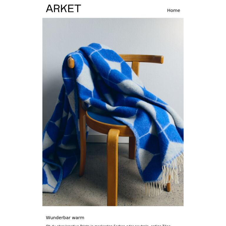 Neu: wärmende Wolldecken - newsletter screenshot