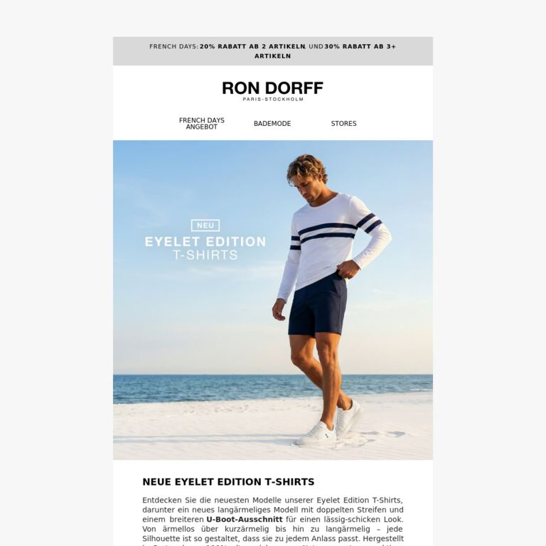 Neue Eyelet Edition T-Shirts - newsletter screenshot
