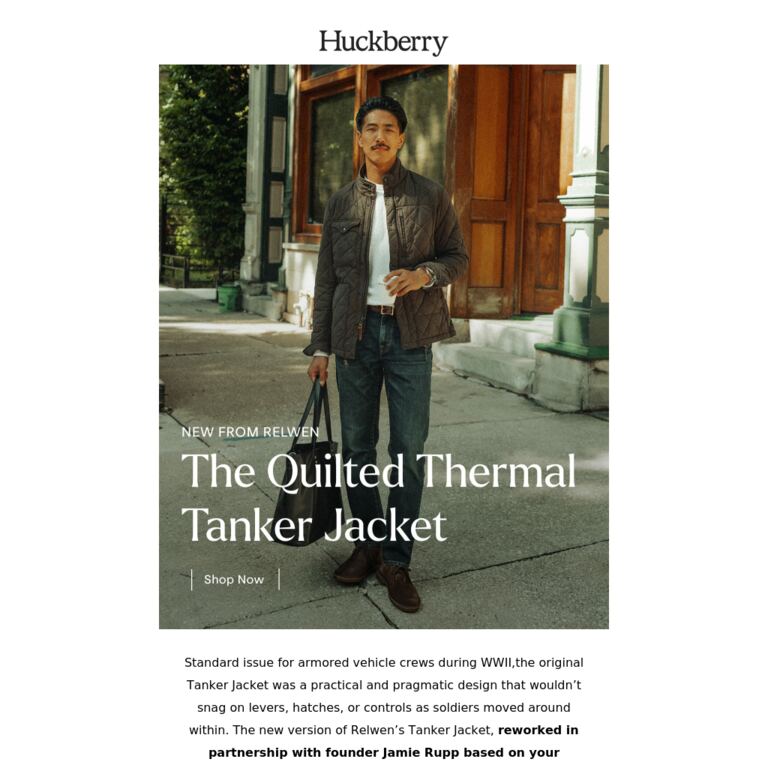 Exclusive: Relwen's Reinvented Tanker Jacket - newsletter screenshot
