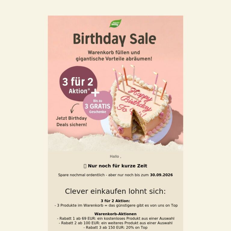 🎉 Nur noch für kurze Zeit ordentlich sparen🎁 - newsletter screenshot