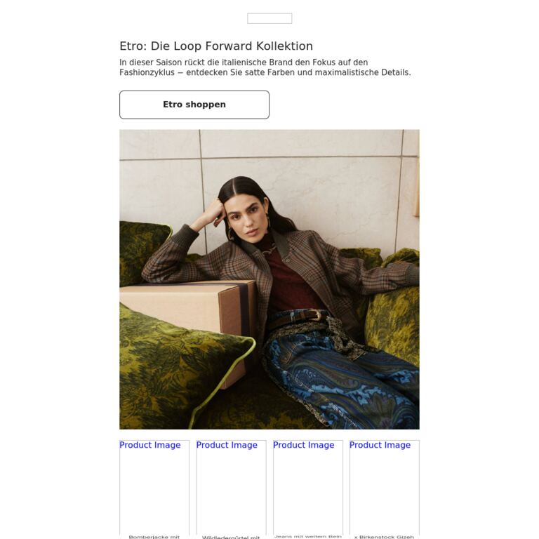Neuheiten von Etro - newsletter screenshot