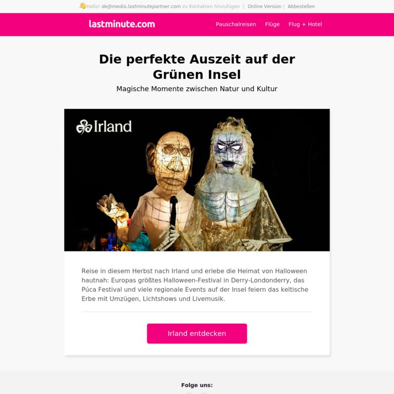 Besuche die Heimat von Halloween - newsletter screenshot