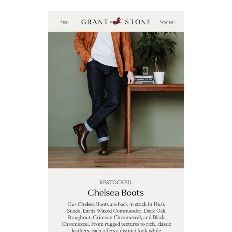 Chelsea Boots Restocked + New Sample Sale Additions - newsletter screenshot