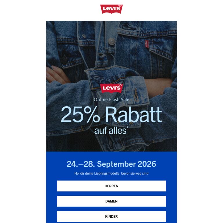Nicht verpassen! 25 % Rabatt auf alles*   - newsletter screenshot