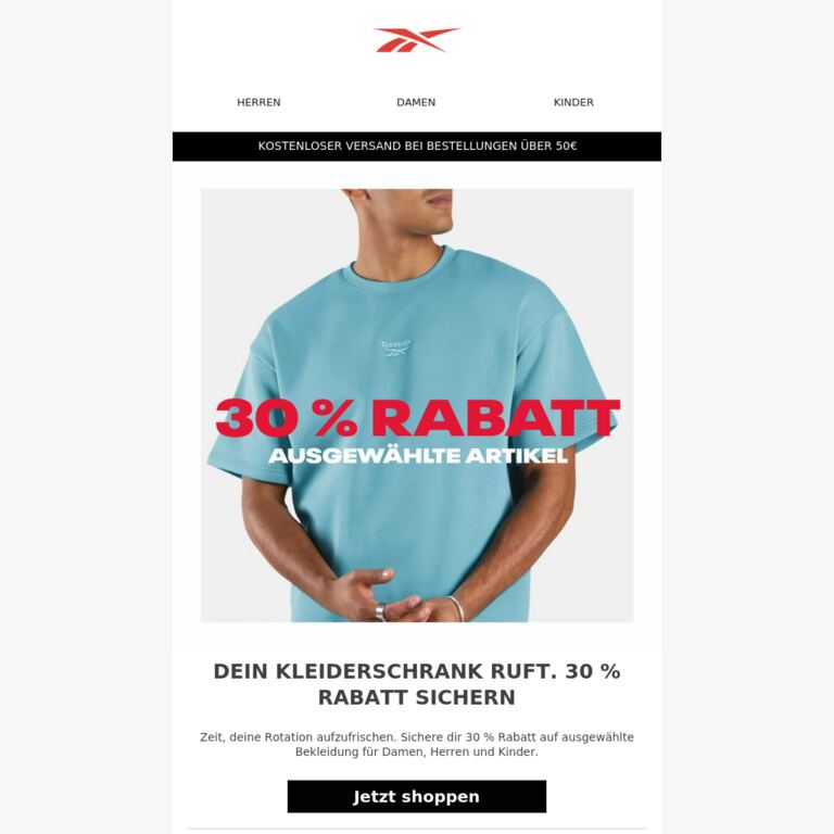 30 % Rabatt: Verpasse es nicht - newsletter screenshot