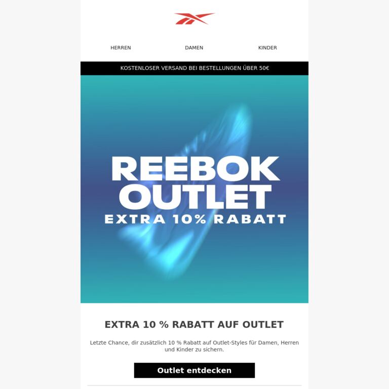 Letzte Chance: Extra 10 % auf Outlet sichern - newsletter screenshot