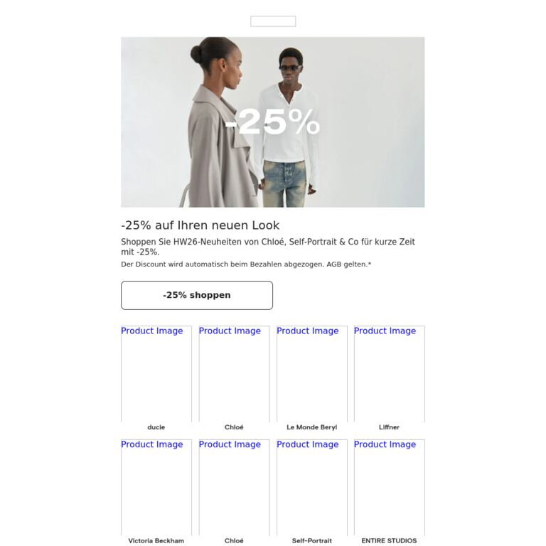 -25% auf die neue Saison - newsletter screenshot