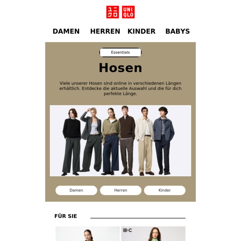 Elegante Hosen - newsletter screenshot