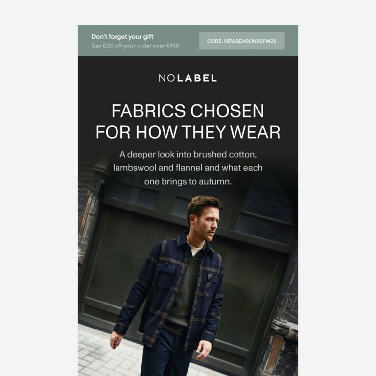 Brushed cotton, lambswool, flannel. Wear them together - newsletter screenshot
