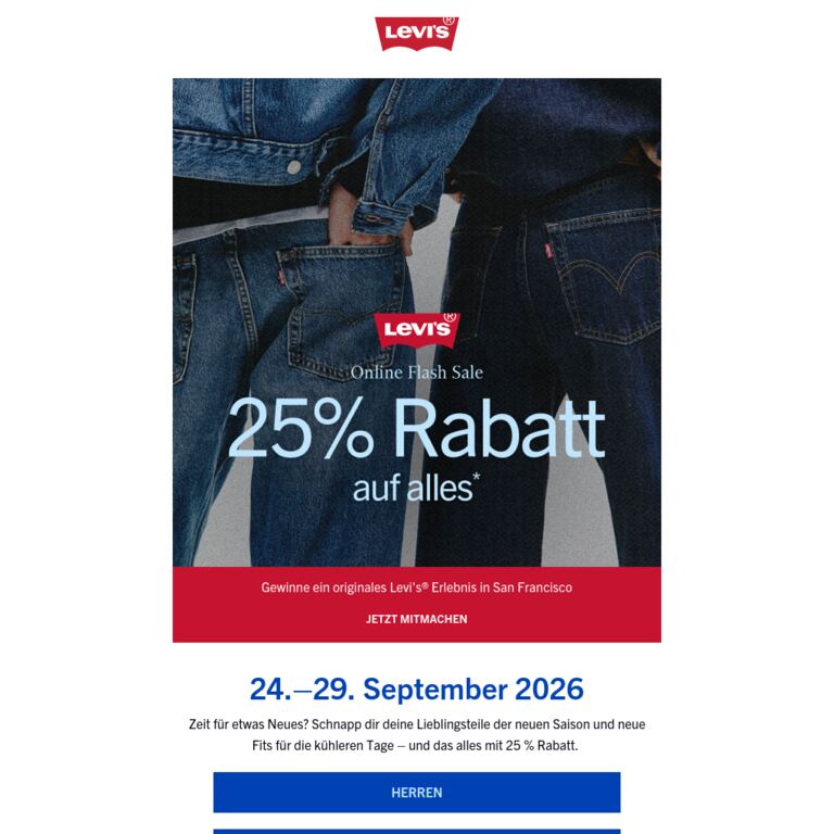 Sale Verlängert: 25 % Auf Alles* - newsletter screenshot
