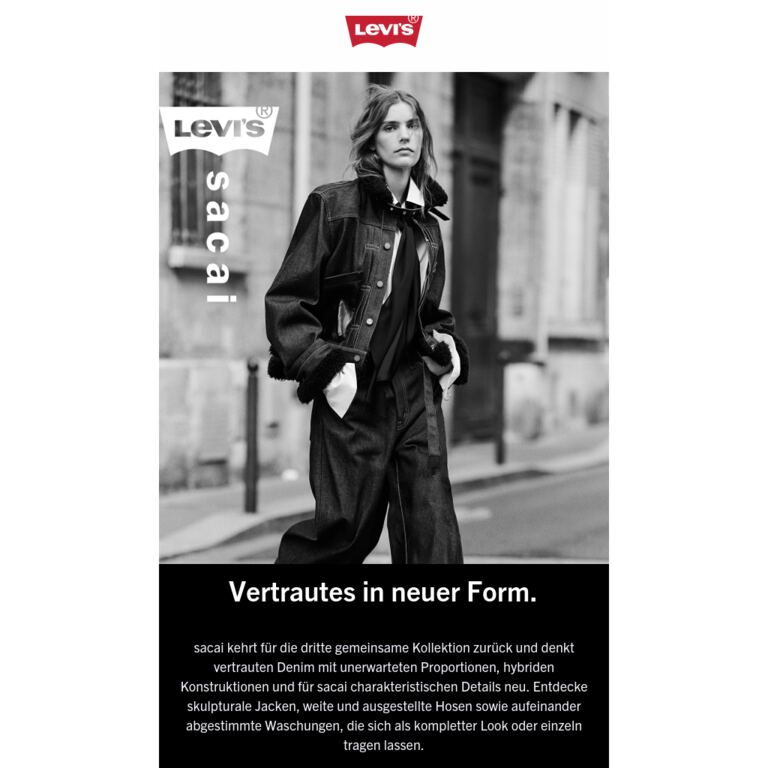 Levi's® x sacai - newsletter screenshot