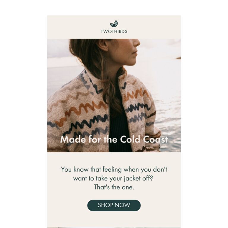 The jacket you won't take off. - newsletter screenshot