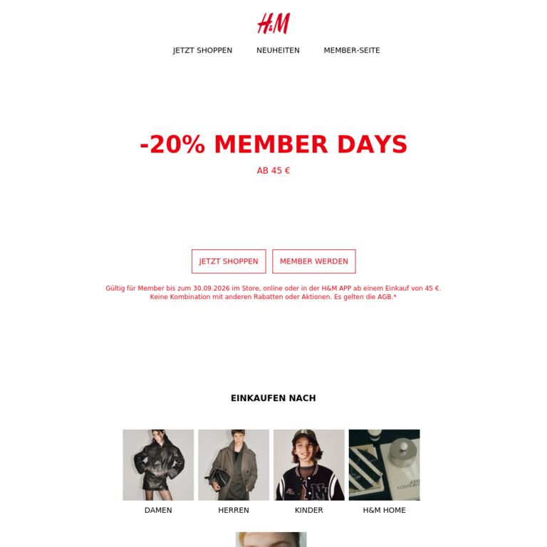  Letzte Chance: Shoppe jetzt mit -20% - newsletter screenshot