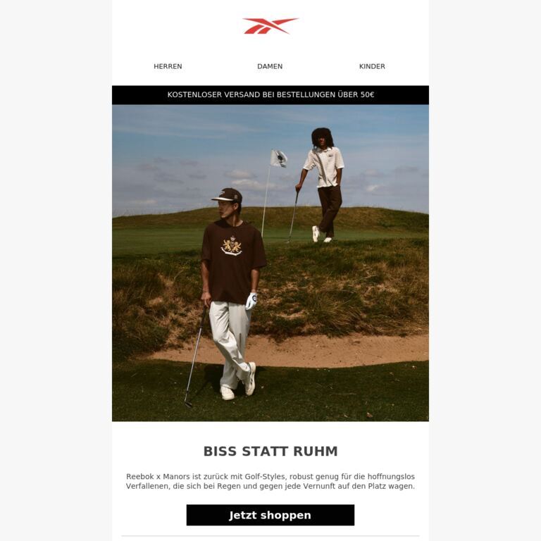 Reebok x Manors ist zurück - newsletter screenshot