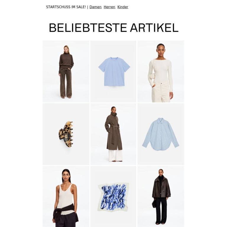 Beliebteste Styles in der Damenabteilung - newsletter screenshot