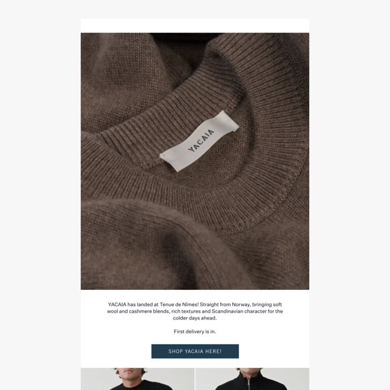NORWEGIAN WOOL, Cashmere for all. - newsletter screenshot