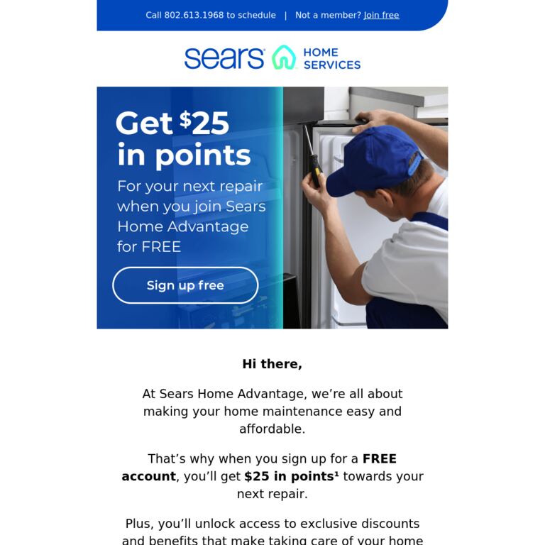 Sign up for free and get $25 towards your next repair - newsletter screenshot