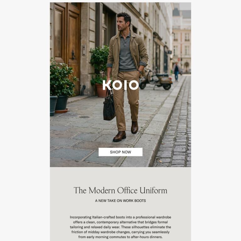 Italian Office Boots - newsletter screenshot