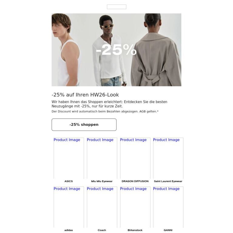 -25%: Unsere Highlights - newsletter screenshot