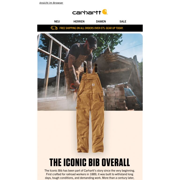 Meet the Iconic Bib: A Workwear Original - newsletter screenshot