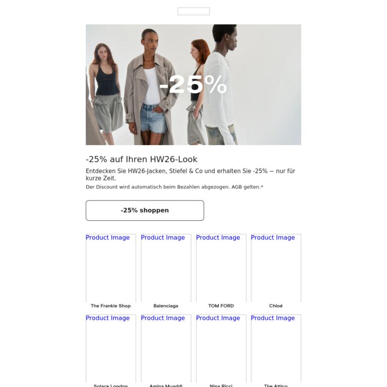 -25% auf Jacken & Co - newsletter screenshot