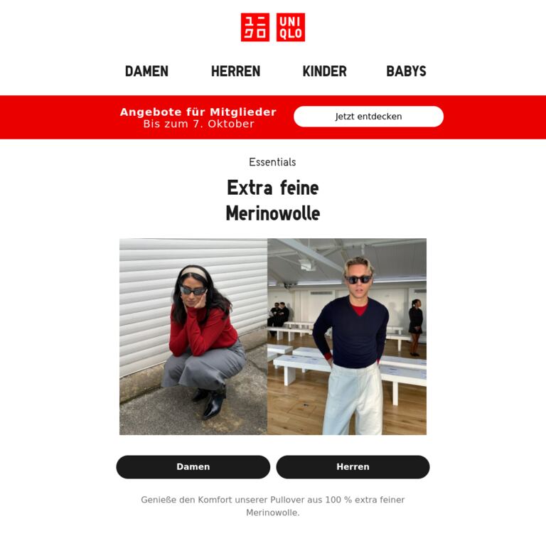 100 % extra feiner Komfort - newsletter screenshot