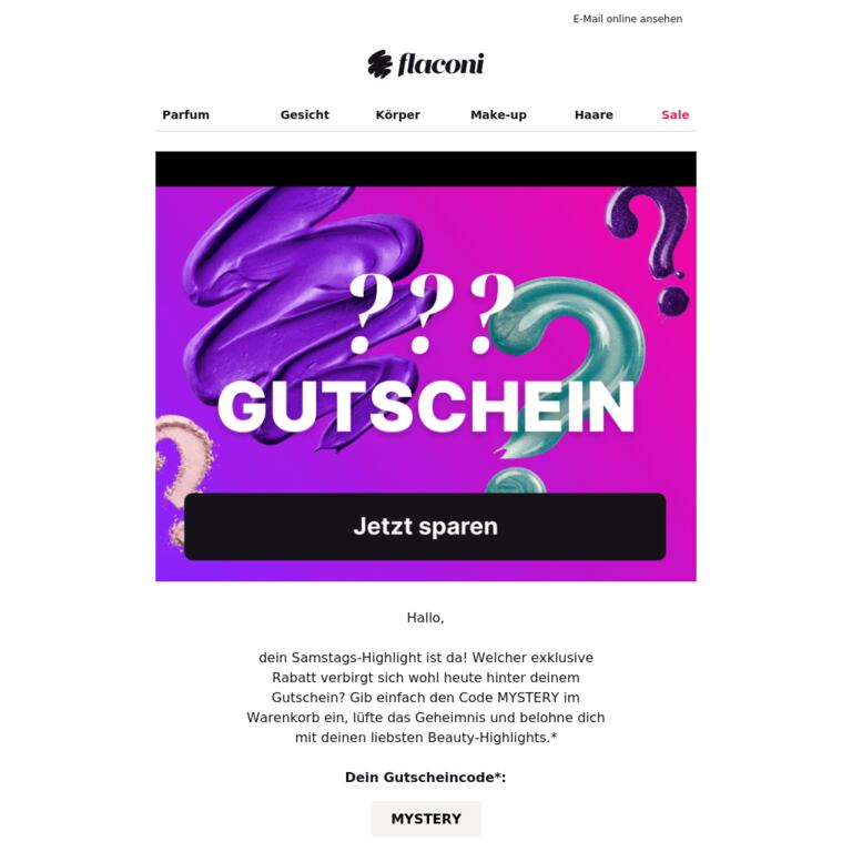 Entschlüssele deinen Gutschein 🪄 - newsletter screenshot