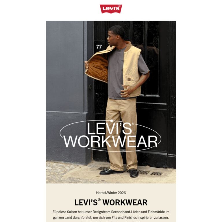 Levi’s® Workwear: Herbst/Winter 2026 - newsletter screenshot
