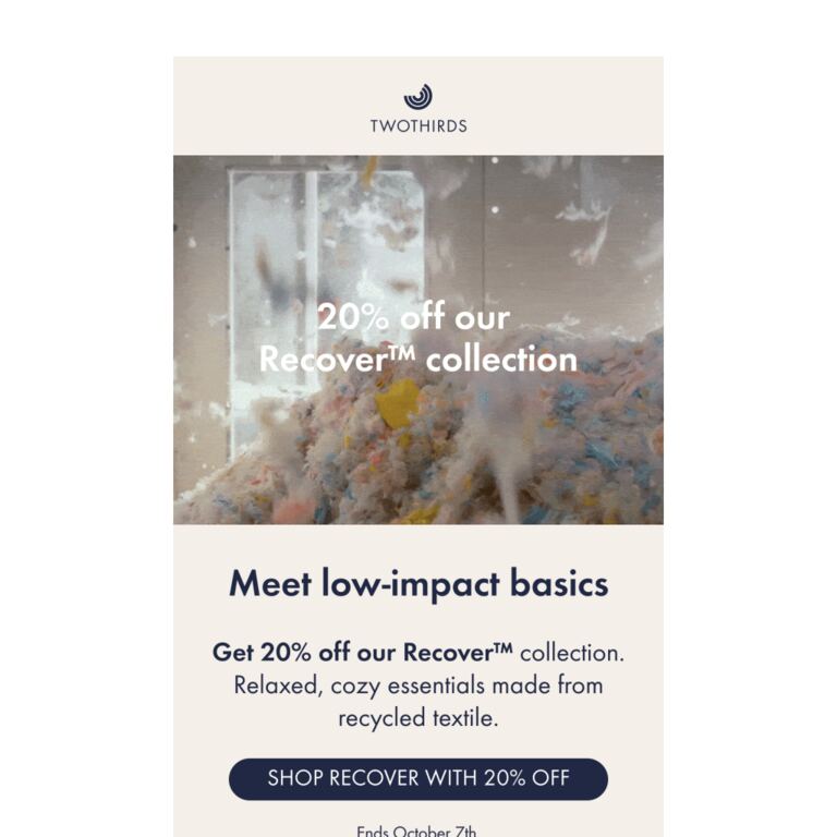 Low-impact basics, now 20% off - newsletter screenshot
