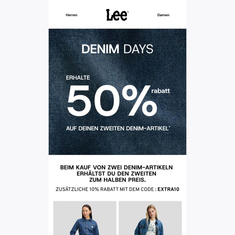 DENIM DAYS 👖  Extra 10% Rabatt mit Code EXTRA10 - newsletter screenshot