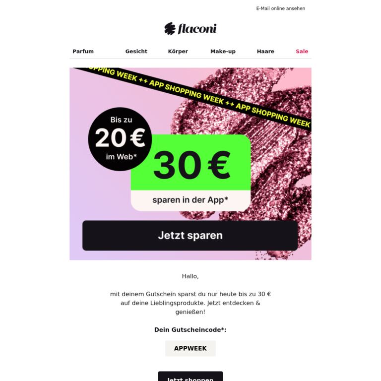 Was?! 😱 30 €-Gutschein - newsletter screenshot