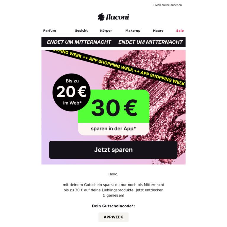 Beeil dich 🚨 -30 € ON TOP - newsletter screenshot