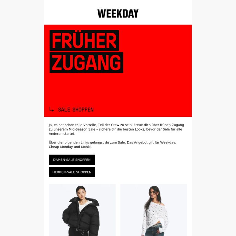 Früherer Zugang | Bis zu 50% Rabatt - newsletter screenshot