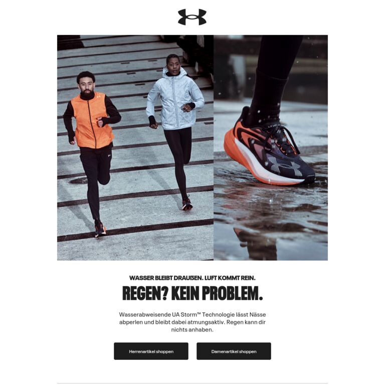 Regen vorhergesagt? - newsletter screenshot