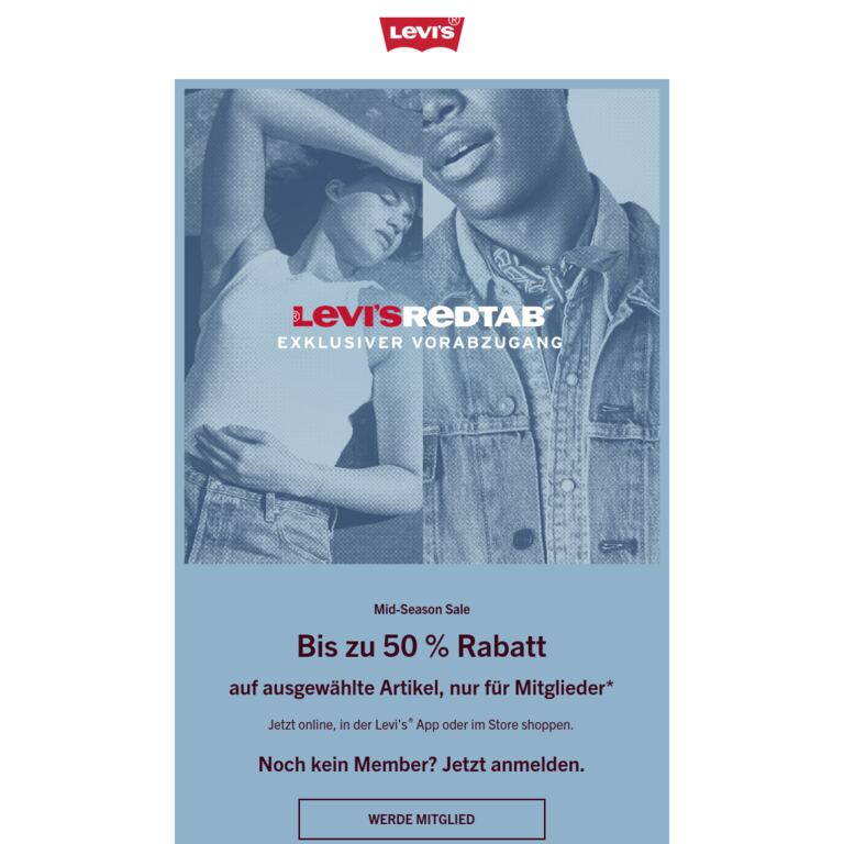Bis zu -50 % - newsletter screenshot