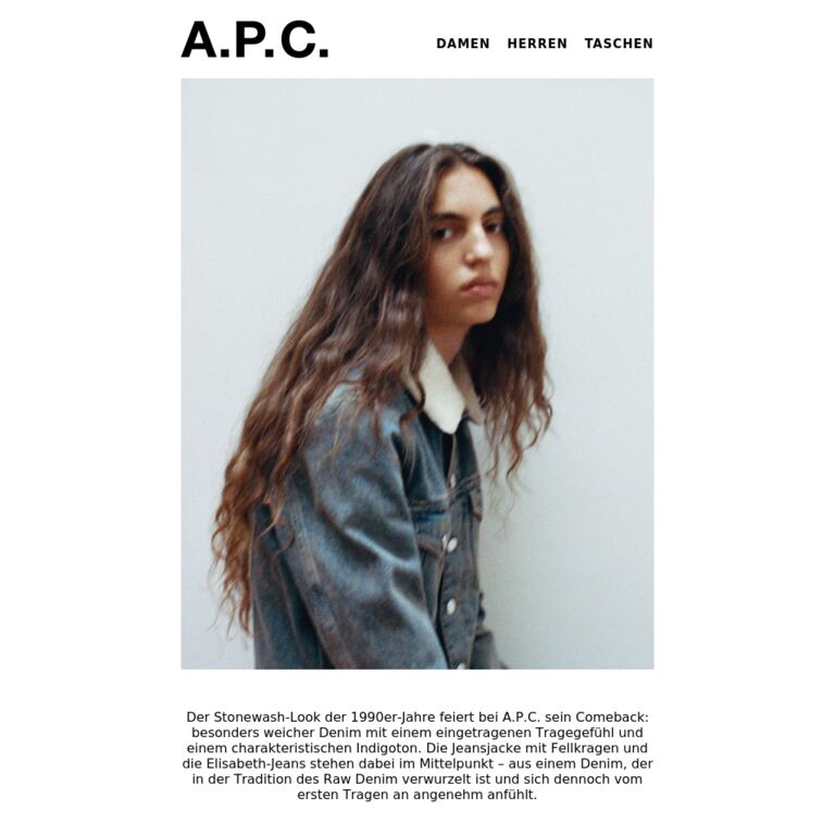 Stonewash, neu interpretiert von A.P.C. - newsletter screenshot
