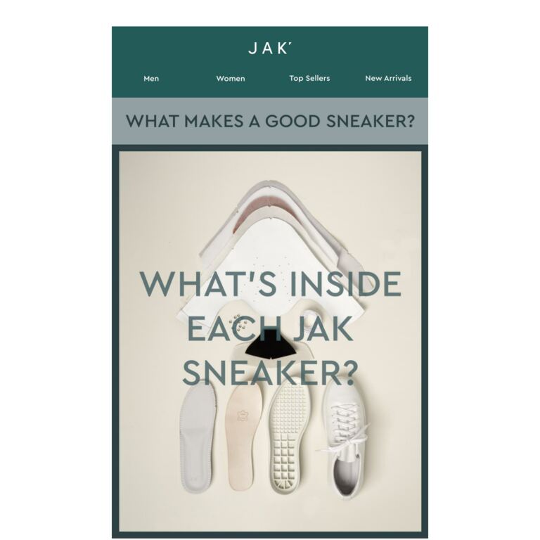 What´s inside each JAK sneaker? - newsletter screenshot