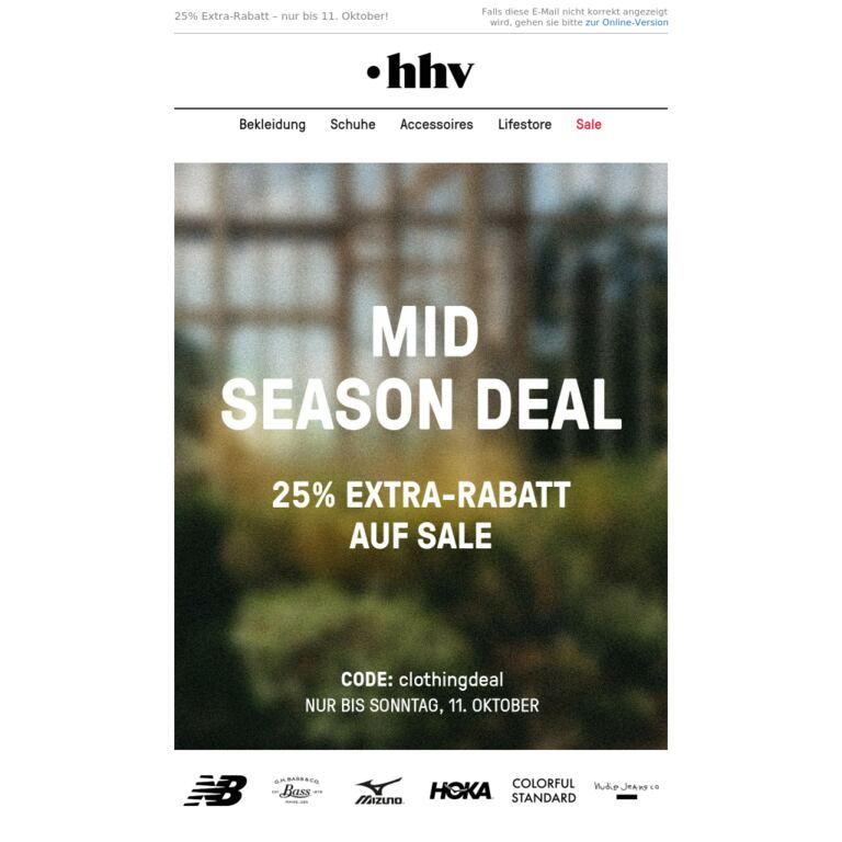 Jetzt bis zu 70% sparen mit 25% Extra-Rabatt! Nur bis 11. Oktober! - newsletter screenshot